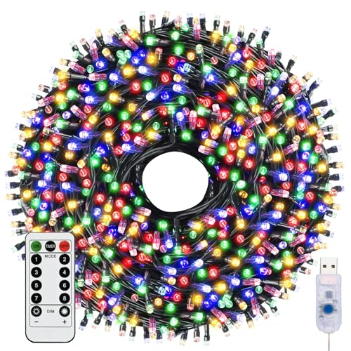 HIYAA Lichterkette, USB Lichterkette, 20m 200 LEDs Kupferdraht Licht & Wasserdicht Außen Weihnachtsbeleuchtung für Innen Außen Beleuchtung, Schlafzimmer, Hochzeit Dekor, Party, Weihnachten, Baum - von HIYAA