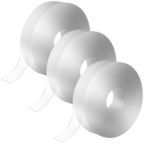 Nano Doppelseitiges Klebeband Transparent Super klebrig und dick(2mm dick) 3 Rollen 9m Extrem haltbares, waschbares, spurloses doppelseitiges Klebeband, Geeignet für Teppiche, Bilderrahmen-Mehrzweck von HIZOVSEM