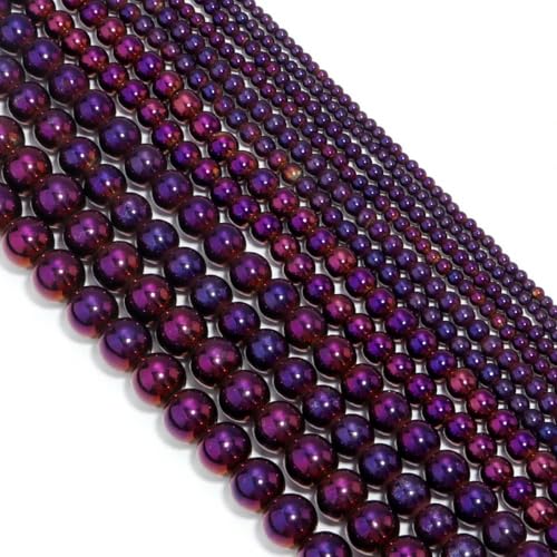 1 Strang schwarze Perlen 2/3/4/6/8/10 mm lose Perlen zur Herstellung von DIY-Schmuck und Armbandzubehör-lila-3 mm, ca. 130 Stück von HJGUI