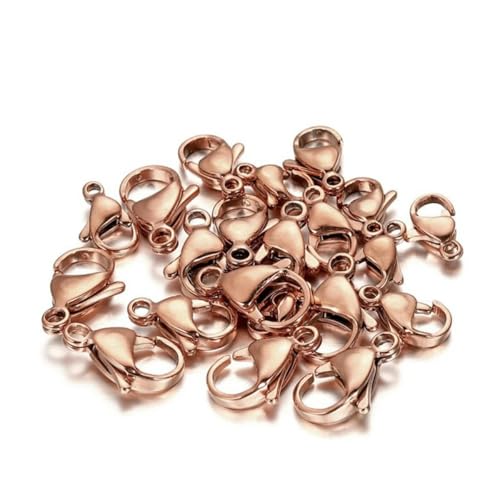 10–30 Stück vergoldete Karabinerverschlüsse aus Edelstahl für Armbänder, Halsketten, Ketten, DIY-Schmuckherstellung, Zubehör, Roségold, 20 Stück, 5 x 9 mm von HJGUI