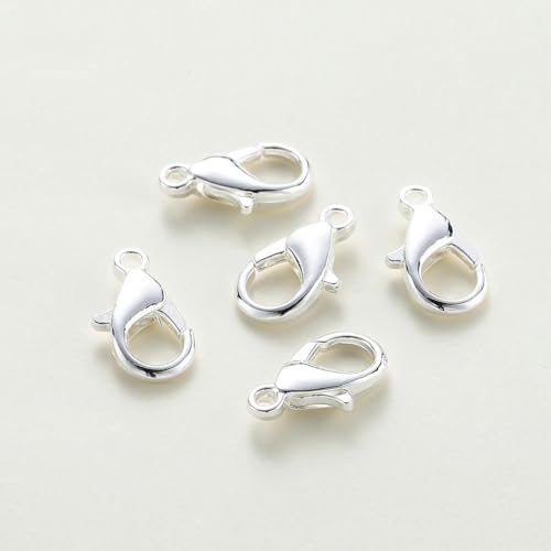 10 Stück 14K 18K vergoldete Halsketten-Verlängerungskette mit Karabinerverschlüssen, Sprungverbinder-Clips für DIY-Schmucktaschen-Bastelarbeiten-Silber-6x12mm von HJGUI