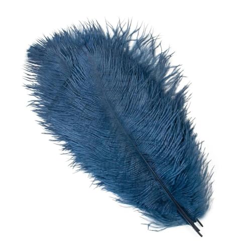 10 Stück farbige Federn zum Basteln, Dekoration, DIY, Feiertagszubehör, Großpackung, 15–40 cm, Marineblau, 35–40 cm von HJGUI