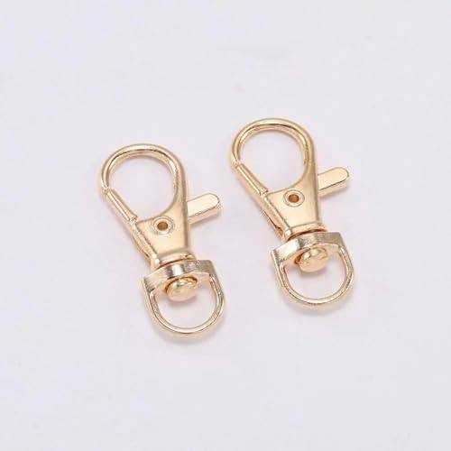 10 Stück geteilter Schlüssel mit drehbarem Karabinerverschluss für Taschen, Gürtel, Hundeketten, DIY-Schmuckherstellung, Zubehör, Gold, 36 x 16 mm, 10 Stück von HJGUI