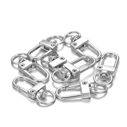 10 stück 12x34mm Rotierenden Hund Schnalle Gold Rhodium Metall Karabiner Haken Für DIY Schmuck Machen KeyChain zubehör Rhodium von HJGUI