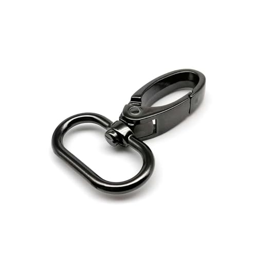 2-teiliger drehbarer Karabinerhaken für Ledertaschen, Handtaschen, Schultergurte, Gürtelschnalle, Clip, Karabinerverschluss, Schlüsselanhänger, Hundehalsband, Innenbreite 20 mm, Schwarz von HJGUI