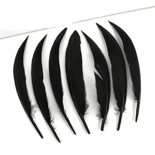 20 Stück gebogene Federn zum Schmuckmachen, Basteln, weiße und schwarze Flügel, Federn, DIY-Bastelzubehör, Dekoration, Schwarz, 10–15 cm, 10–15 cm von HJGUI