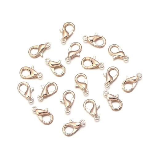 30–50 Stück Karabinerhaken, plattiert, Größe 7, Zinklegierung, für die Herstellung von Armbändern, DIY-Kettenverschluss-Zubehör, Roségold, 23 x 12 mm, 30 Stück von HJGUI