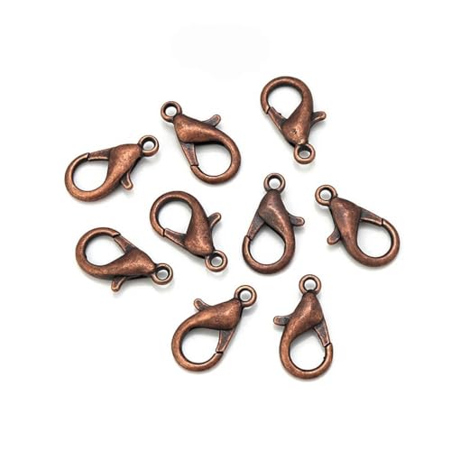 30–50 Stück Karabinerhaken, vergoldet, Zinklegierung, Größe 7, für die Herstellung von Armbändern, DIY-Kettenverschluss-Zubehör, Rot, 21 x 11 mm, 30 Stück von HJGUI