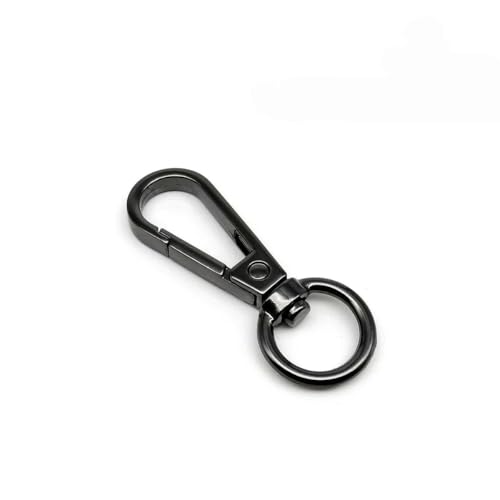 5-teiliger drehbarer Karabiner-Anhänger, Schlüssel, Ledertasche, Handtasche, Schultergurt, Gürtelverschluss, Schnalle, Hundehalsband, Druckknopf, Typ A, Pistole, schwarz von HJGUI