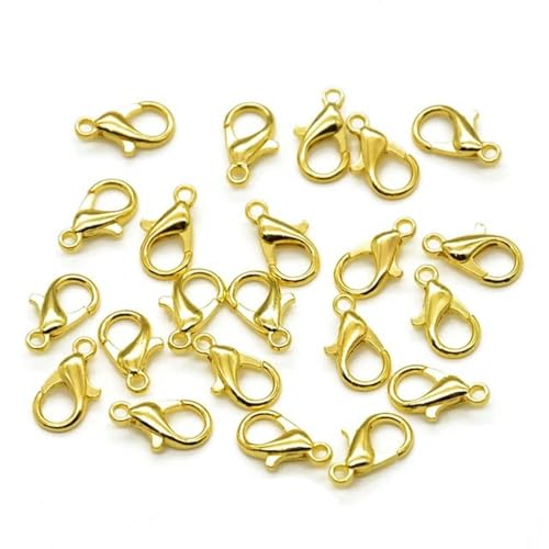 50 Stück 10/12/14/16/18 mm 9 Farben Metall-Karabinerhaken für DIY Halsketten & Armbänder Ketten Modeschmuckzubehör Gold-18 x 9 mm von HJGUI