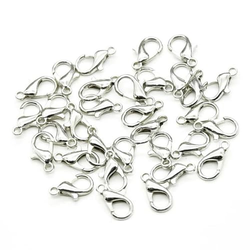 50 Stück 10/12/14/16/18 mm 9 Farben Metall-Karabinerhaken für DIY Halsketten & Armbänder Ketten Modeschmuckzubehör-weiß-10x5mm von HJGUI