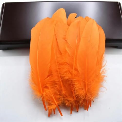 Harte Stangenfedern zum Basteln, 13–18 cm, DIY-Schmuck, Federn, Heimdekoration, Orange, 100 Stück von HJGUI