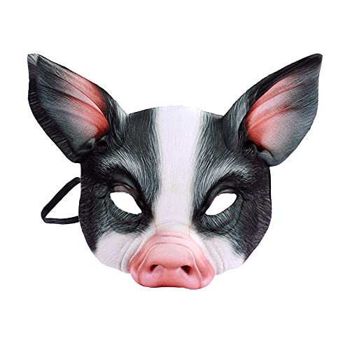 HJHB1WL HHBWL1 Halloween-Schweinemaske, Karneval, Party, Maskerade, Requisiten, EVA, Halbgesicht, Tiermaske (schwarz) von HJHB1WL