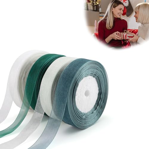 HJIAM sChleifenband 4 Stück, Geschenkband, Chiffonstoff, Zarte Haptik, Knittert Nicht Leicht, Satinband, Geeignet für Geschenkverpackung, Hochzeitsdekoration (45 Meter/Rolle) von HJIAMA