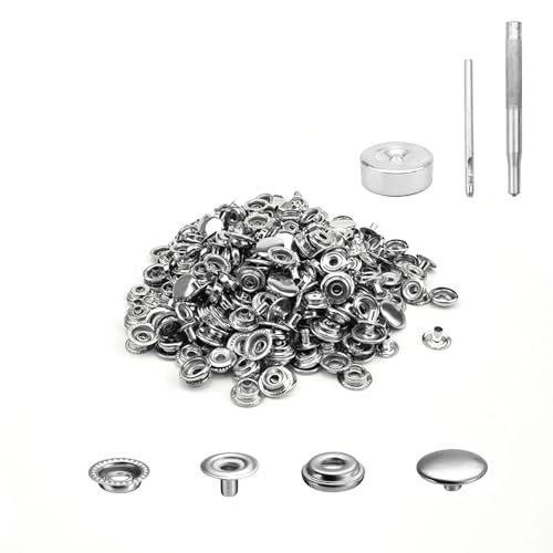 HJIAMA 100 Sets Druckknöpfe Metall, 14,7 mm Knöpfe Hosen Enger Machen, Druckknöpfe zum Schrauben, Druckknopf für Kleidung Brieftaschenstil, Heimwerken, Kleidung, Handtaschen, Bastelnähen von HJIAMA