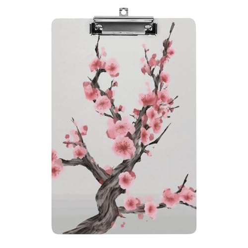 Acryl-Klemmbretter mit Kirschblüten-Baumzweig, mit flachem Profil-Clip, zum Aufhängen, personalisierte Klemmbretter, entworfen für Büro und Feld, Standard-A4, Briefgröße 21,6 x 31,8 cm von HJKBCV