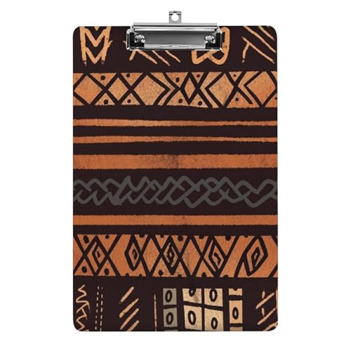 Afrikanische Schlammtuch-Klemmbretter aus Acryl mit flachem Profil-Clip zum Aufhängen, personalisierte Klemmbretter, entworfen für Büro und Feld, Standard-A4, Briefgröße 21,6 x 31,8 cm von HJKBCV