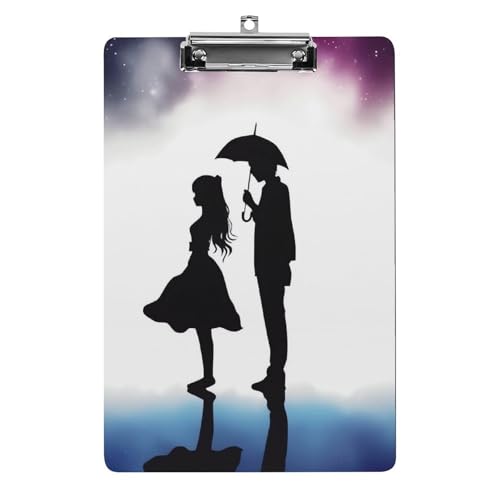 Anime-Liebhaber-Silhouette-Klemmbretter aus Acryl mit flachem Profil-Clip zum Aufhängen, personalisierte Klemmbretter, entworfen für Büro und Feld, Standard-A4, Briefgröße 21,6 x 31,8 cm von HJKBCV