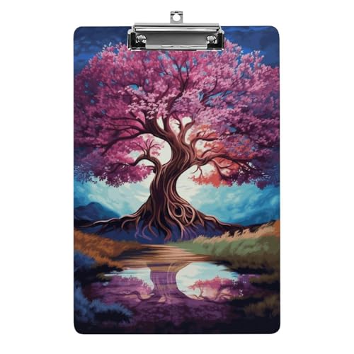 Beautiful Tree Acryl-Klemmbretter mit flachem Profil-Clip, hängbares Klemmbrett, personalisierte Klemmbretter, entworfen für Büro und Feld, Standard-A4, Briefgröße 21,6 x 31,8 cm von HJKBCV