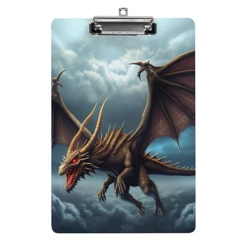 Flying Dragon Acryl-Klemmbretter mit flachem Profil-Clip zum Aufhängen, personalisierte Klemmbretter für Büro und Feld, Standard-A4, Briefgröße 21,6 x 31,8 cm von HJKBCV