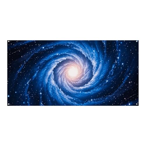 Große Banner, personalisierbares Banner, Hof-Banner, Schild, blaue Galaxie-Partyschilder, 300D-Polyester, blanko, Banner mit vier runden Metalllöchern, Banner für Party-Dekoration von HJKBCV