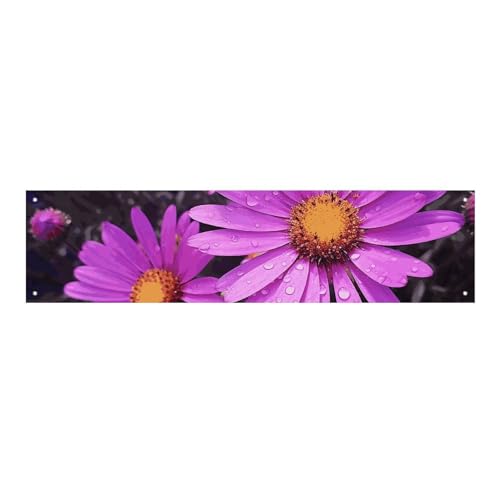 Großes Banner, personalisiertes Banner, Hof-Banner, Schild, Sommer, violett, Blume, Partyschilder, 300D-Polyester, blanko, Banner mit vier runden Metalllöchern, Banner für Party-Dekoration von HJKBCV