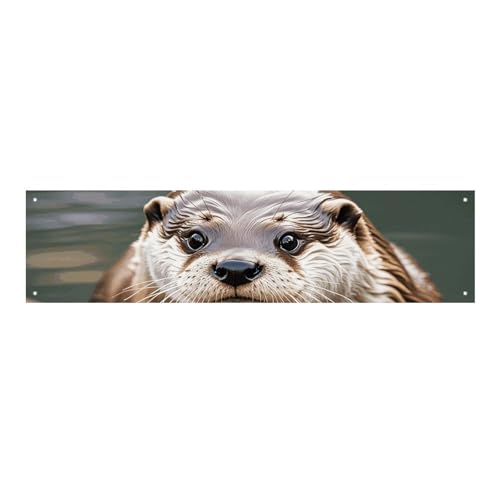 Großes Banner, personalisiertes Banner, Hof-Banner, Schild, niedlicher Otter-Partyschilder, 300D-Polyester, blanko, Banner mit vier runden Metalllöchern, Banner für Party-Dekoration von HJKBCV