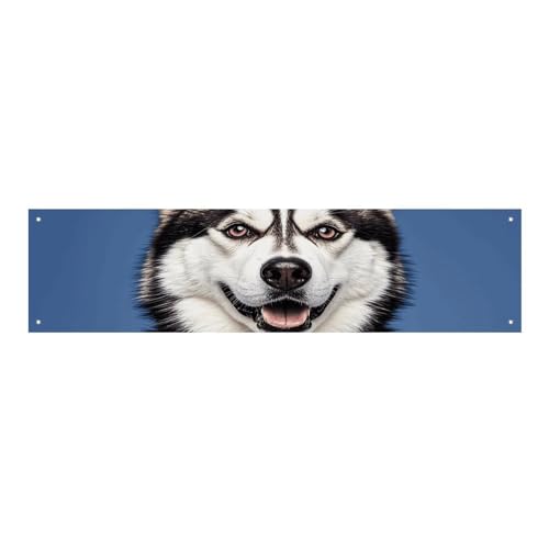 Großes Banner, personalisiertes Banner, Hofbanner, Schild, Husky-Hund, Partyschilder, 300D-Polyester, blanko, Banner mit vier runden Metalllöchern, Banner für Party-Dekoration von HJKBCV