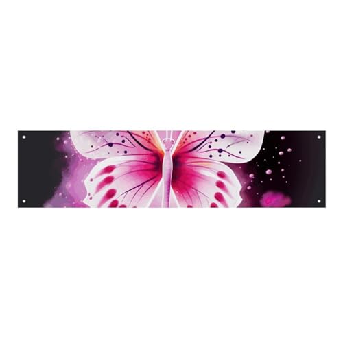 Großes Banner, personalisiertes Banner, Hofbanner, Schild, Schmetterlingsparty-Schilder, 300D-Polyester, blanko, Banner mit vier runden Metalllöchern, Banner für Party-Dekoration von HJKBCV