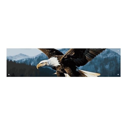 Großes Banner, personalisiertes Banner, Hofbanner mit Adler bei der Jagd, Partyschilder, 300D-Polyester, blanko, Banner mit vier runden Metalllöchern, Banner für Party-Dekoration von HJKBCV