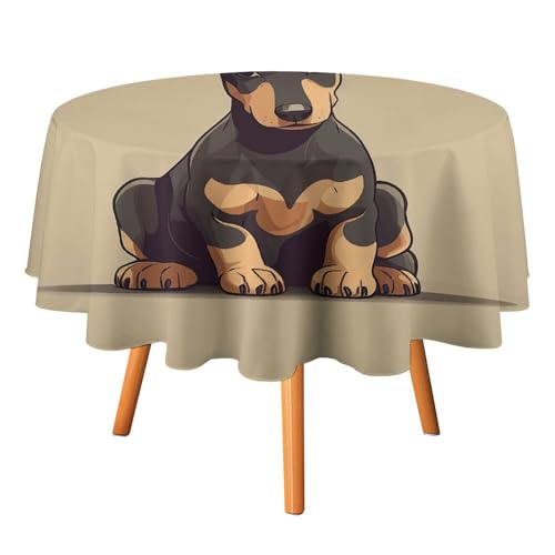 HJKBCV Tischdecke, wasserdicht, 300D-Polyester, Tischabdeckung, Dobermann-Welpe mit aufrechten Ohren, Tischdecke für Küche, knitterfrei, Tischdecken für Esstisch, für den Außenbereich von HJKBCV