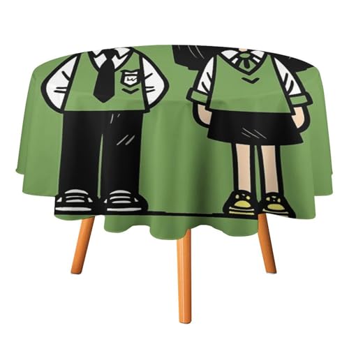 HJKBCV Tischdecke, wasserdicht, 300D-Polyester, Tischdecke, Cartoon-Paar, Tischdecke für Küche, knitterfrei, Tischdecken für Esstisch, für den Außenbereich von HJKBCV