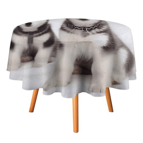 HJKBCV Tischdecke, wasserdicht, 300D-Polyester, Tischdecke, bezaubernde Huskies-Tischdecken für Küche, knitterfrei, Tischdecken für Esstisch, für den Außenbereich von HJKBCV