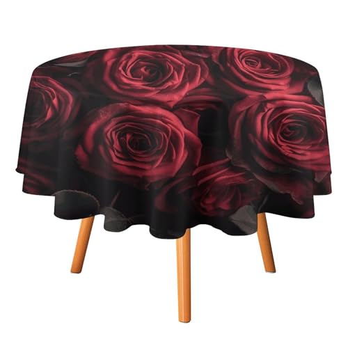 HJKBCV Tischdecke, wasserdicht, 300D-Polyester, Tischdecke, rote Rose, Tischdecke für Küche, knitterfrei, Tischdecken für Esstisch, für den Außenbereich von HJKBCV