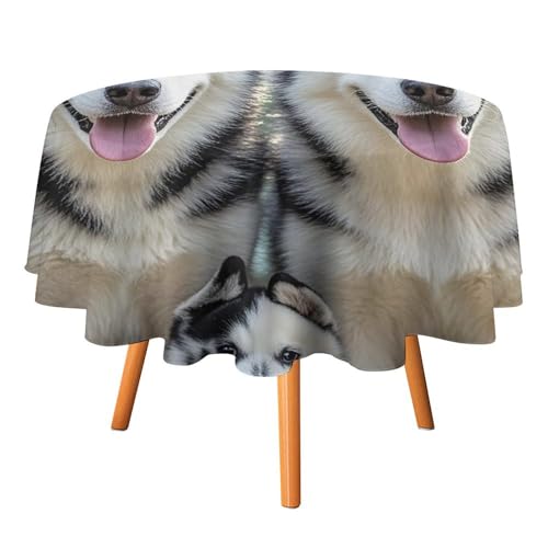 HJKBCV Tischdecke, wasserdicht, 300D-Polyester, Tischdecke Hund im Wald, Tischdecke für Küche, knitterfrei, Tischdecken für Esstisch, für den Außenbereich von HJKBCV