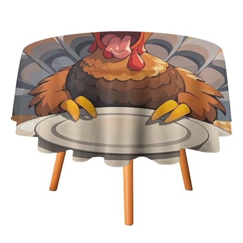 HJKBCV Tischdecke, wasserdicht, 300D-Polyester, Tischdecke "Terrified Turkey", Tischdecke für Küche, knitterfrei, Tischdecken für Esstisch, für den Außenbereich von HJKBCV