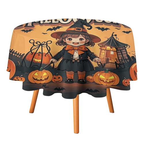 HJKBCV Tischdecke, wasserdicht, 300D-Polyester, Tischdecke für Halloween, Süßes oder Saures, für Küche, knitterfrei, Tischdecken für Esstisch, für den Außenbereich von HJKBCV