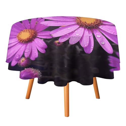 HJKBCV Tischdecke, wasserdicht, 300D-Polyester, Tischdecke für Sommer, violette Blume, Tischdecke für Küche, knitterfrei, Tischdecken für Esstisch, für den Außenbereich von HJKBCV