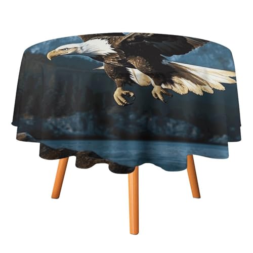 HJKBCV Tischdecke, wasserdicht, 300D-Polyester, Tischdecke mit Adler auf der Jagd, Tischdecke für Küche, knitterfrei, Tischdecken für Esstisch, für den Außenbereich von HJKBCV