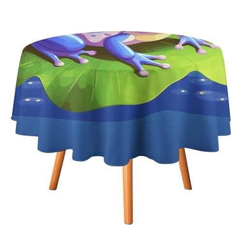 HJKBCV Tischdecke, wasserdicht, 300D-Polyester, Tischdecke mit Cartoon-Frosch, für Küche, knitterfrei, Tischdecken für Esstisch, für den Außenbereich von HJKBCV