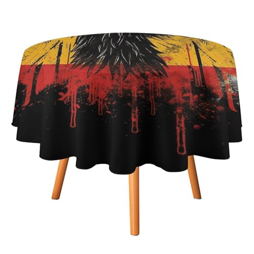 HJKBCV Tischdecke, wasserdicht, 300D-Polyester, Tischdecke mit Deutschland-Flagge, Adler, Tischdecke für Küche, knitterfrei, Tischdecken für Esstisch, für den Außenbereich von HJKBCV