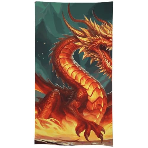 HJKBCV Tischdecke, wasserdicht, 300D-Polyester, Tischdecke mit Drachenkönig im Feuer, Tischdecke für Küche, knitterfrei, Tischdecken für Esstisch, für den Außenbereich von HJKBCV