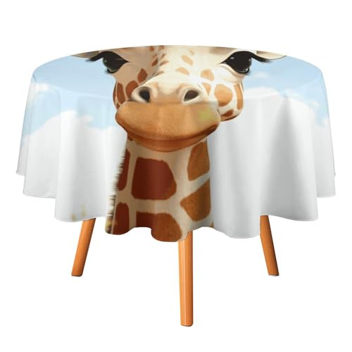 HJKBCV Tischdecke, wasserdicht, 300D-Polyester, Tischdecke mit Giraffen- und Blumenmotiv, für Küche, knitterfrei, Tischdecken für Esstisch, für den Außenbereich von HJKBCV