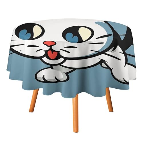 HJKBCV Tischdecke, wasserdicht, 300D-Polyester, Tischdecke mit frecher Katze, für Küche, knitterfrei, Tischdecken für Esstisch, für den Außenbereich von HJKBCV