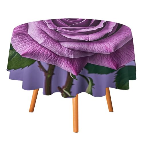 HJKBCV Tischdecke, wasserdicht, 300D-Polyester, Tischdecke mit lila Rose, Tischdecke für Küche, knitterfrei, Tischdecken für Esstisch, für den Außenbereich von HJKBCV