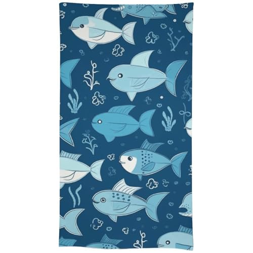 HJKBCV Tischdecke, wasserdicht, 300D-Polyester, Tischdecke mit niedlichem blauem Fisch, für Küche, knitterfrei, Tischdecken für Esstisch, für den Außenbereich von HJKBCV