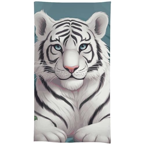 HJKBCV Tischdecke, wasserdicht, 300D-Polyester, niedlicher weißer Tiger, Tischdecke für Küche, knitterfrei, Tischdecken für Esstisch, für den Außenbereich von HJKBCV