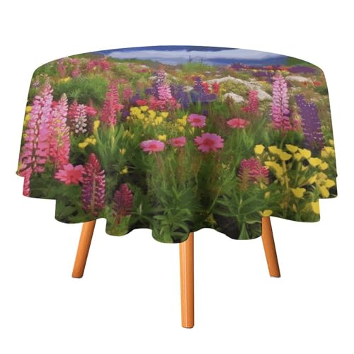 HJKBCV Tischdecke, wasserdicht, 300D-Polyester, schöne Blumen, Berg-Tischdecken für Küche, knitterfrei, Tischdecken für Esstisch, für den Außenbereich von HJKBCV