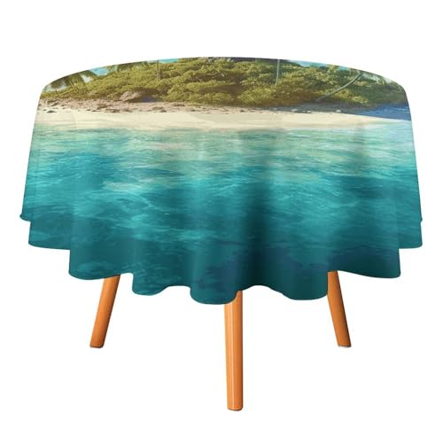 HJKBCV Tischdecke, wasserdicht, 300D-Polyester, tropische Insel-Tischdecken für Küche, knitterfrei, Tischdecken für Esstisch, für den Außenbereich von HJKBCV