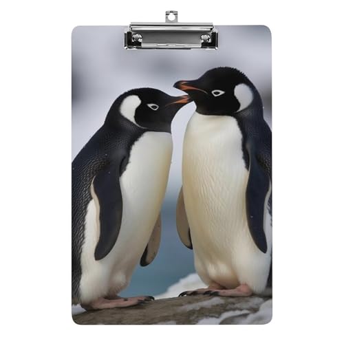 I Love Penguins Acryl-Klemmbretter mit flachem Profil-Clip zum Aufhängen, personalisierte Klemmbretter, entworfen für Büro und Feld, Standard-A4, Briefgröße 21,6 x 31,8 cm von HJKBCV